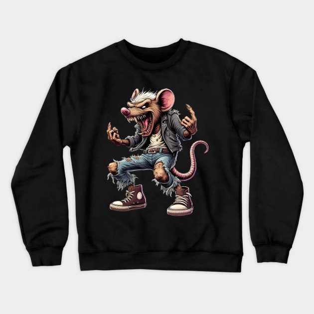 Angry Rat Crewneck Sweatshirt by cowyark rubbark